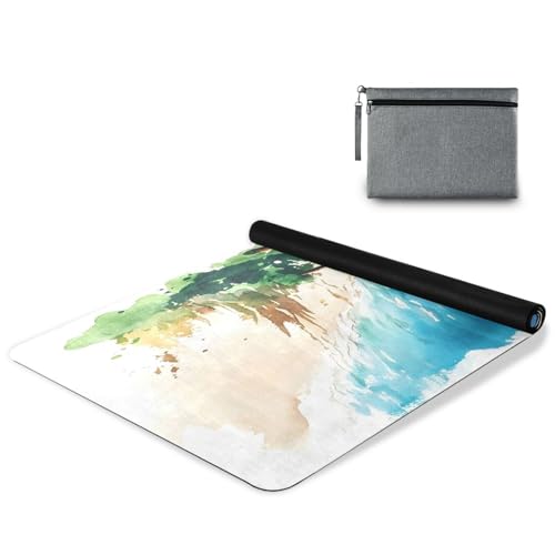 Yoga Mat Beach Palm Trees1 1 mm Non‑Slip Fitness Exercise Mat Lightweight Travel Workout Mat for Gym, Pilates & Stretching, Incluede Storage Bag