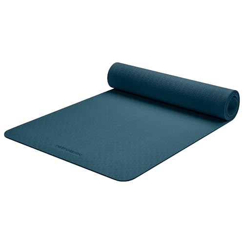 Retrospec Zuma Yoga Mat 6mm Thick Non-Slip TPE Exercise Mat | Cushioned Workout Mat for Yoga Pilates and Home Stretching | 72 x 24 with Carrying Strap