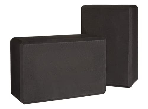 Mune Yoga Block Set of 2 Black High Density EVA Foam Non-Slip Surface to Deepen Yoga Poses Improve Strength Balance Flexibility
