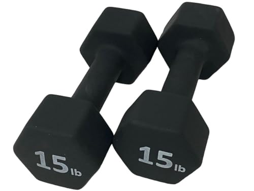 Neoprene Coated Dumbbell Hand Weight Set - style: 15-Pound, Set of 2
