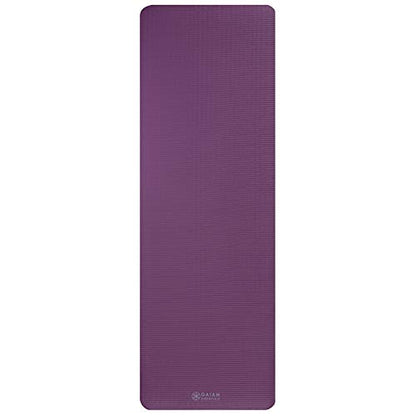 Gaiam Yoga Mat, Pilates & Exercise Mat, Thick Mat 2/5" (10mm) Workout Mat with Easy-Cinch Carrying Strap for Home & Gym Workouts - color: Purple