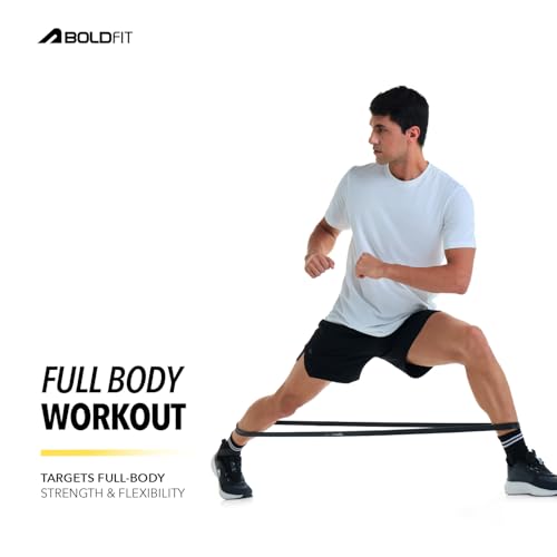 Boldfit Heavy Resistance Band for Exercise & Stretching, Pull Up Band Suitable in Home & Gym Workout, Power Bands for Men & Women. (Black 15-30 kg Resistances)(Material: Natural Rubber )