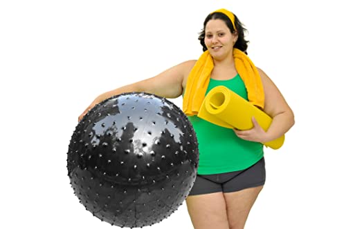 Large Sensory Massage Ball for Kids, 33.5" 85CM Bouncy Exercise Ball, Big Inflatable Toys with Tactile Spikes, Outdoor Giant Yoga Balls, Large Beach Ball (1 Black) - color: 1 SET BLACK BALL