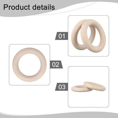Gymnastics Rings, Birch Wooden Gym Rings For Pull Up, Calisthenics, Workout, Exercise, Home Fitness Training(1"* 7.5in)