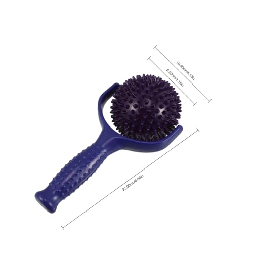 Large Spiky Muscle Massage Roller Stick for Back and Legs, Portable Exercise Relaxation Roller with Dual Blue and Purple Spiky Balls, Handheld Trigger Point Self Massager