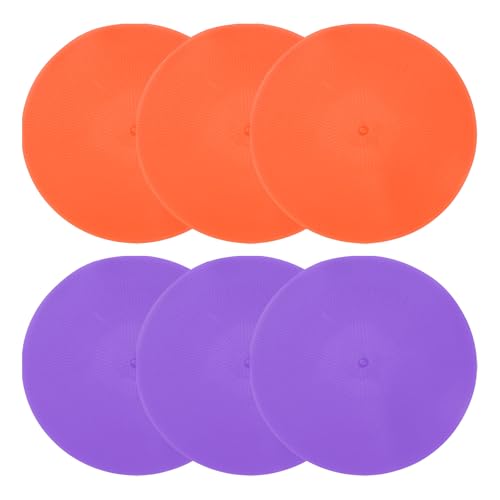 PATIKIL Spot Markers 9 Inch, 6 Pcs Non-Slip Floor Dots Agility Markers Flat Field Cones Poly Dots for Gym PE Speed Training Dance Soccer Basketball Sports, Orange/Purple