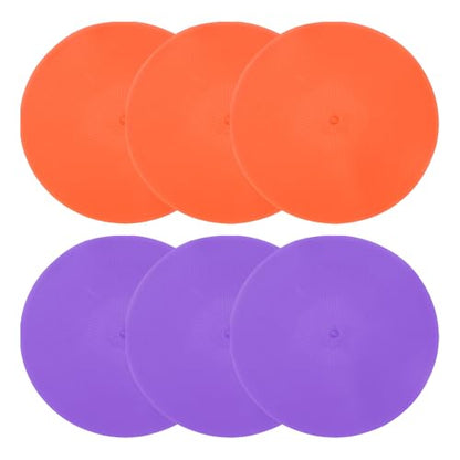 PATIKIL Spot Markers 9 Inch, 6 Pcs Non-Slip Floor Dots Agility Markers Flat Field Cones Poly Dots for Gym PE Speed Training Dance Soccer Basketball Sports, Orange/Purple