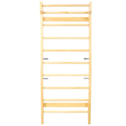 Adjustable Swedish Stall Bars & Pull-Up Bar for Home Gym, Physical Therapy - Heavy-Duty Beech/Pine Wood, Space-Saving Wall-Mounted Design