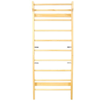 Adjustable Swedish Stall Bars & Pull-Up Bar for Home Gym, Physical Therapy - Heavy-Duty Beech/Pine Wood, Space-Saving Wall-Mounted Design