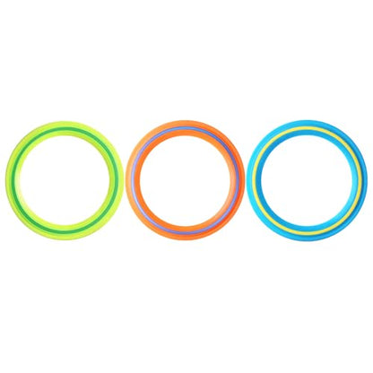 JEEFUD Flying Disc for Kids Adults 11 inch Flying Ring, 3 Pack Beach Backyard Sports Play Soft Discs, Sport Outdoor Tossing Toy Gift for 4+ Year Old Boys Girls Family 3PCS (Yellow，Orange & Turquoise)