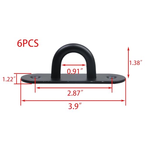 6PCS Black Stainless Steel Ring Rope Bracket Battle Rope Anchor Support Holder for Suspension Strap with Screws