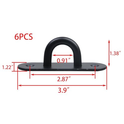 6PCS Black Stainless Steel Ring Rope Bracket Battle Rope Anchor Support Holder for Suspension Strap with Screws