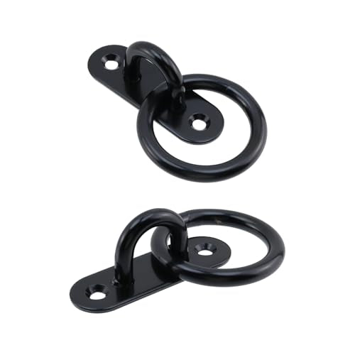 Semetall M8 Black Ceiling-Wall Mount Hook & Pad Eye Plate - 4 Pack 304 Stainless Steel Deck Hardware, Heavy Duty Anchor Rings for Boat Rigging, Yoga Swings, Hammocks & Marine Suspension(Oval) - size: M8 - Oval