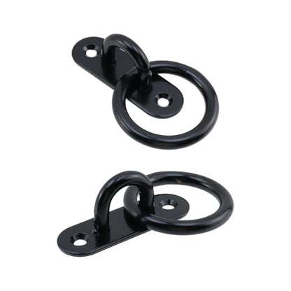 Semetall M8 Black Ceiling-Wall Mount Hook & Pad Eye Plate - 4 Pack 304 Stainless Steel Deck Hardware, Heavy Duty Anchor Rings for Boat Rigging, Yoga Swings, Hammocks & Marine Suspension(Oval) - size: M8 - Oval