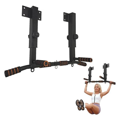 ptlsy Wall Mounted Pull Up Bar Multifunctional with Multi-grip Chin Up Bar Heavy Duty Dip Station for Home Gym Indoor Workout, Fitness Equipment, Dip Stand Supports to 440 Lbs - style: Joist Mounted Style