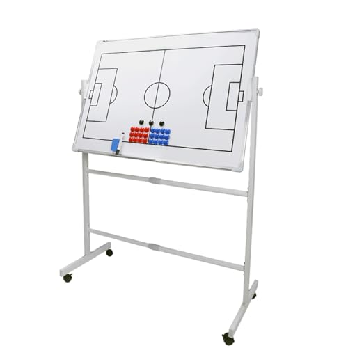 Double-Sided Wheeled Coaching Whiteboards, Basketball Board for Coaches with Marker Pen and Eraser, Retractable Bracket, for Daily Training, Tactical Deployment(Football) - size: Football
