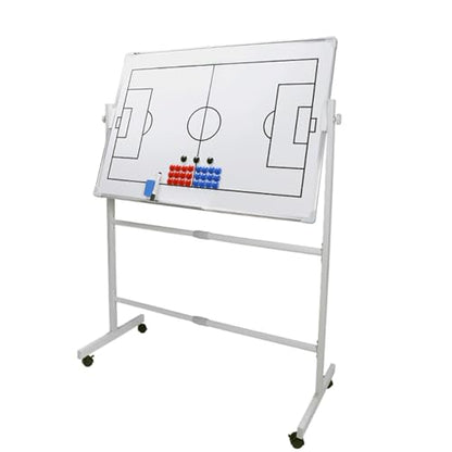 Double-Sided Wheeled Coaching Whiteboards, Basketball Board for Coaches with Marker Pen and Eraser, Retractable Bracket, for Daily Training, Tactical Deployment(Football) - size: Football