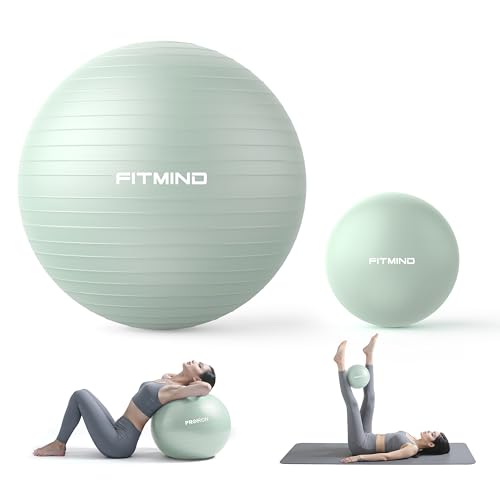 Exercise Balls Set 22-30 Inch & 9 Inch, Small Pilates Ball with Pump, Pregnancy Ball for Women, Yoga Balls for Exercise, Small Exercise Ball for Between Knees, Stability, Physio - color: Green, size: M 22" + 9"