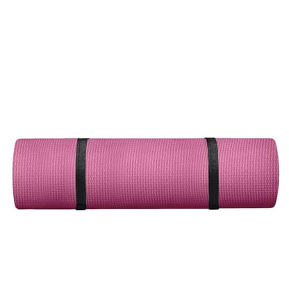 Yoga Mat with Strap 5mm Thick Non Slip Anti-Tear High Density Exercise Mat with Carrying Strap Hot Yoga Mat for Fitness, Home Yoga, Gym, Stretching, Workouts, Floor, Pilates - color: Pink