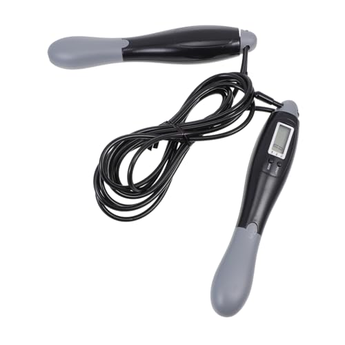 HANABASS Electronic Counting Jump Rope for Adults, Steel Wire Fitness Skipping Rope with Digital Counter, Black-Grey Long Cord for Home Workout and Weight Loss Training