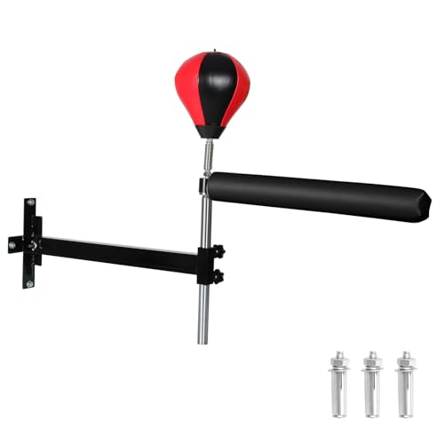 Wall Mount Spinning Bar with Punching Ball, MMA Boxing Speed Trainer Reflex Training Equipment for Kickboxing, Fitness and Stress Relief