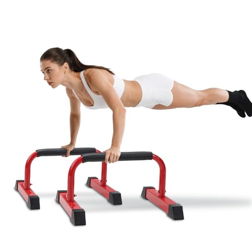 Push Up Bars: Sweat-resistant Parallettes Bar for Handstands L-sit & Dip, No Wobbling Strength Training Pushup Stands for Women Men Workout Core Exercise at Home Floor Gym