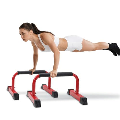 Push Up Bars: Sweat-resistant Parallettes Bar for Handstands L-sit & Dip, No Wobbling Strength Training Pushup Stands for Women Men Workout Core Exercise at Home Floor Gym