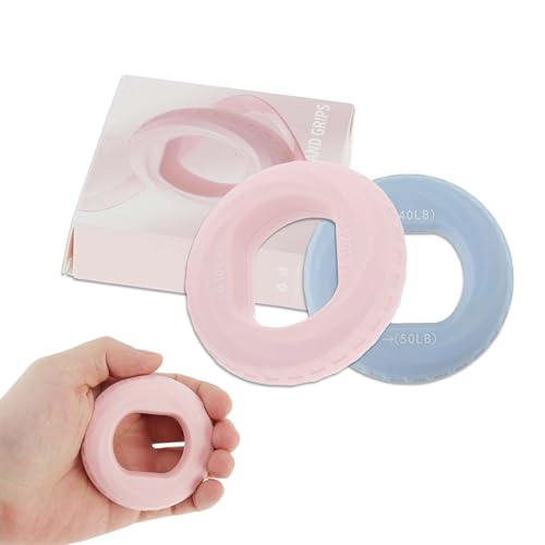 Hand Grip Strengthener, Adjustable Strength Grip, Silicone Grip Circle, for Men Adult, 2 Pcs - color: Pink & Sky Blue(40/50LB,20/30LB)