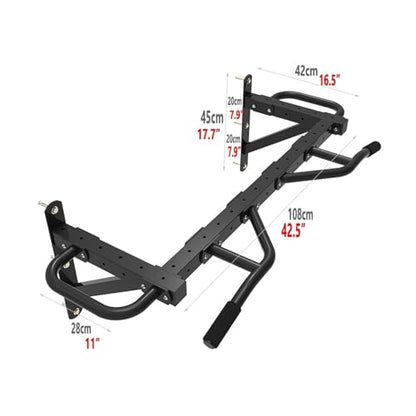 Wall-Mounted Pull-Up Bar, Heavy-Duty Steel Chin-Up Bar with Foam Grip, Supports 300kg, Resistance Band & Gymnastics Ring Support