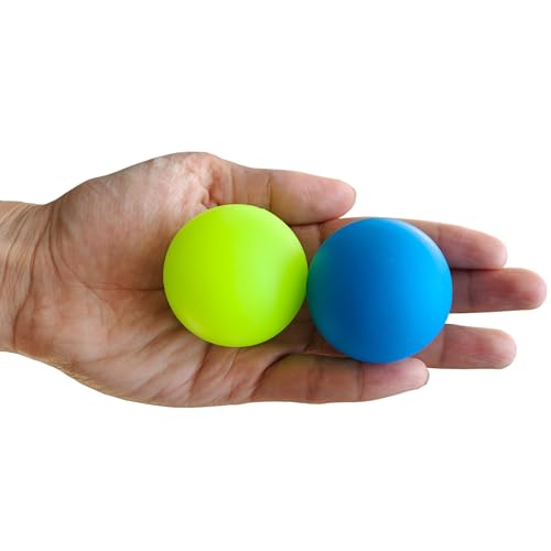 2 Piece Different Density- Foot Hand Deep Tissue Massage Ball for Trigger Point Therapy, Myofascial Release Balls for Feet, Jaw, Back, Plantar Fasciitis, Tight Muscles Massage Tool - color: 1.8" Bluegreen