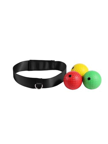 Boxing Reflex Ball Headband Set, 3 Reflex Balls and Adjustable Headband for Reflex, Hand Eye Coordination Training, Headband Boxing Reaction Agility Training Speed Set (Green, Yellow, Red)