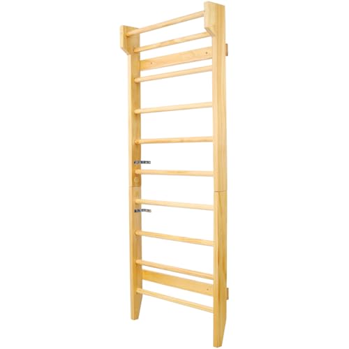 Gymnastics Wood Stall Bar, Multi-use Swedish Ladder- Wall Mounted Pull Up Bar-Physical Therapy for Stretching and Various Exercises,Indoor Home Gym Workout Yoga