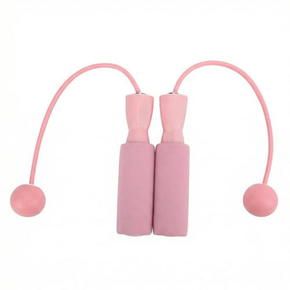 Cordless jump rope with Foam Ball Handles, Pink Ropeless Skipping Trainer for Indoor Cardio Practice, Adjustable Grip, Compact Carry for Small Spaces, 1 Piece