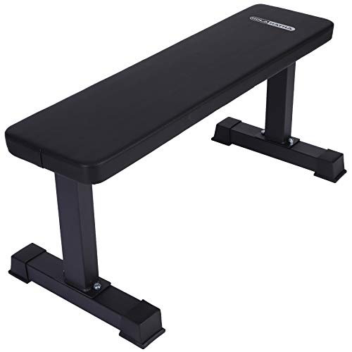 Steel Frame 600 Lbs Capacity Foam Padded Flat Weight Fitness Equipment Home Gym Freeweight Barbell Bench for Strength Full Body Exercise