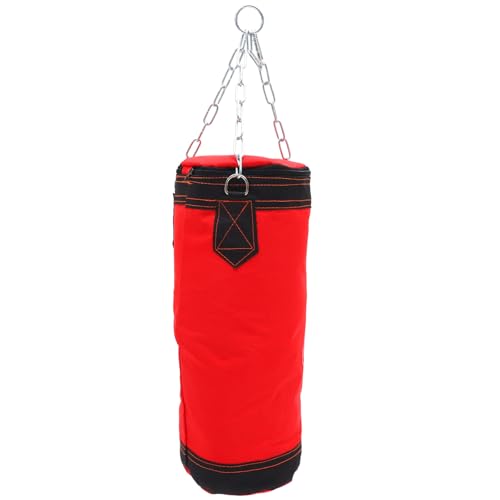 INOOMP Boxing Sandbag Hanging Fitness Bag Thickened Empty Punching Bag Red Sturdy Pu Leather Karate Training for Home Gym Fitness Exercise