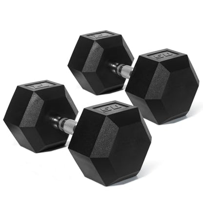 Ritfit 5-650 LBS PVC Encased Hex Dumbbell Sets with Optional Rack for Home Gym, Hand weight with Chrome Handle for Strength Training,Workouts - style: 2X50LBS