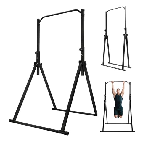 Pull Up Dip Station Foldable Pull Up Bar 5.74-7.55ft Height Adjustable Free Standing Workout Equipment Strength Training Machine for Gyms, Up to 440lbs