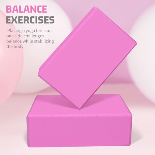 Yoga Blocks 2 Pack 3x6x9IN Foam Block Supportive Latex-Free with Rounded Edges, Non-Slip Exercise Blocks for Pilates, Meditation, Balance, Stretching and Deep Poses
