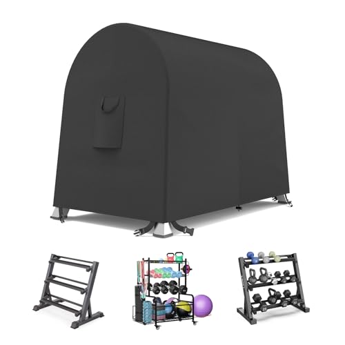 Dumbbell Weight Rack Cover,600D Oxford A-Frame Dumbbell Rack Cover,Equipment Home Gym Set Cover,for Storage Fitness Dumbbells,Outdoor Waterproof Workout Barbell Covers,Adjustable Accessories Dust Bag