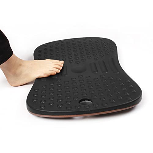 Seville Classics airLIFT Premium Anti Fatigue Wooden Balance Wobble Board Mat w/Massage Points, for Office Standing Desk, Home, Exercise, Therapy, Sports Training, Black, 20"W x 14"D - size: 20"