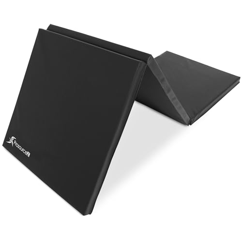 ProsourceFit Tri-Fold Folding Thick Exercise Mat 6’x2’ with Carrying Handles for MMA, Gymnastics, Stretching, Core Workouts - color: Black, style: PACK OF 1