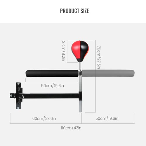 Wall Mount Spinning Bar with Punching Ball, MMA Boxing Speed Trainer Reflex Training Equipment for Kickboxing, Fitness and Stress Relief