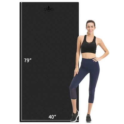 Hatha Yoga Extra Long TPE Yoga Mat 79" x 40" x 1/2" Thick Non-slip Exercise Mat for Home Gym Use, Yoga, Pilates, Fitness & Workouts