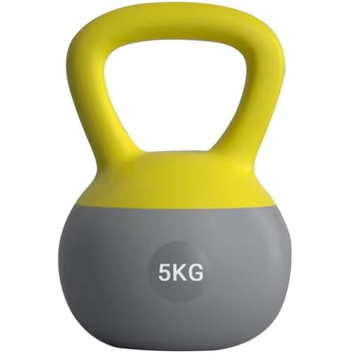 Kettlebell Weights Women's Fitness Shaping Soft Kettle Ball, Dumbbell For Office Exercise, Beginner/professional, Protective PVC Shell(Yellow-grey-5kg)