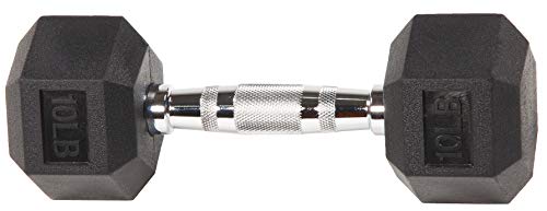 BalanceFrom Premium Rubber Encased Hex Dumbbell, Pair or Single, 10-100 Pounds