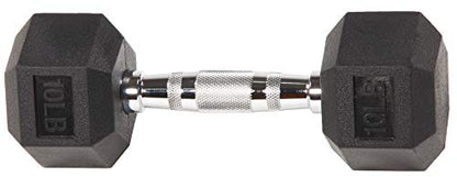 BalanceFrom Premium Rubber Encased Hex Dumbbell, Pair or Single, 10-100 Pounds