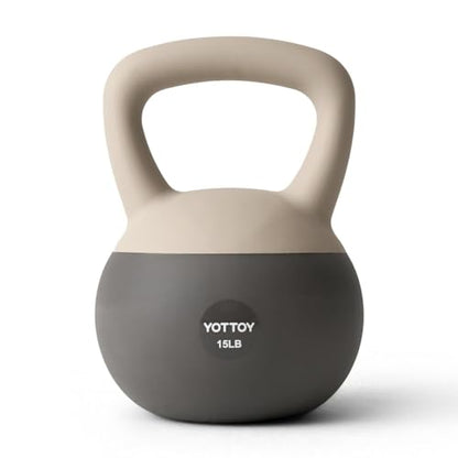 YOTTOY Soft Kettlebell, Set for Strength Training Kettlebells & Home Workouts, Soft-Sided Cushioned Base, Wide-Handle - Ideal for Men, Women, & Beginners - color: 15LB-White