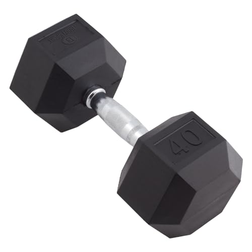 Body Sport Rubber Encased Hex Dumbbell Weight, Single – Dumbbells for Exercises – Strength Training Equipment – Home Gym Accessories – Weight Training - style: 40 lbs