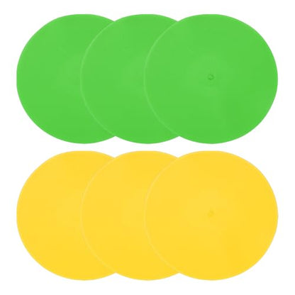 PATIKIL Spot Markers 9 Inch, 6 Pcs Non-Slip Floor Dots Agility Markers Flat Field Cones Poly Dots for Gym PE Speed Training Dance Soccer Basketball Sports, Yellow/Green