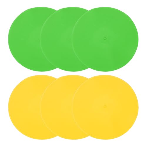 PATIKIL Spot Markers 9 Inch, 6 Pcs Non-Slip Floor Dots Agility Markers Flat Field Cones Poly Dots for Gym PE Speed Training Dance Soccer Basketball Sports, Yellow/Green